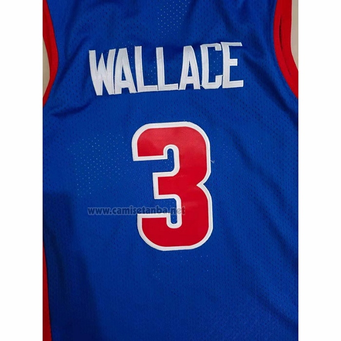 Camiseta Detroit Pistons Ben Wallace #3 Mitchell & Ness 2003-04 Azul